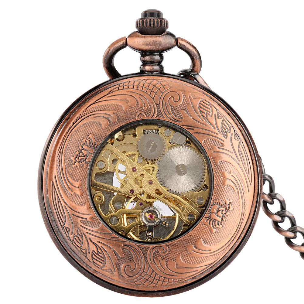 Montre Poche Quartz Montre Gousset Vintage JewelryWe - Pendentif Avec Chaîne - Style Steampunk Orologio Vintage Uomo