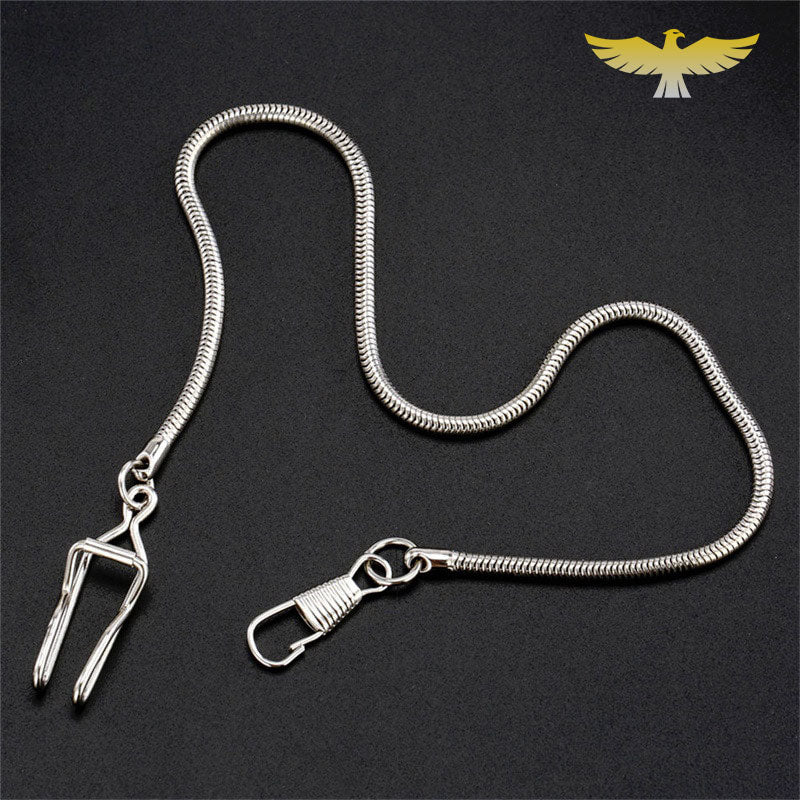 Chaîne Serpent Vintage Pour Montre De Poche - Ancienne Avec Clé, Métal, Style Rétro Unisexe