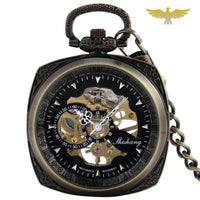 Montre à gousset mécanique bronze Skeleton Square - Montre-de-poche-gousset.com Montre à gousset mécanique bronze Skeleton Square