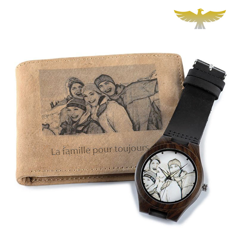 Montre en bois personnalisable avec photo hot sale