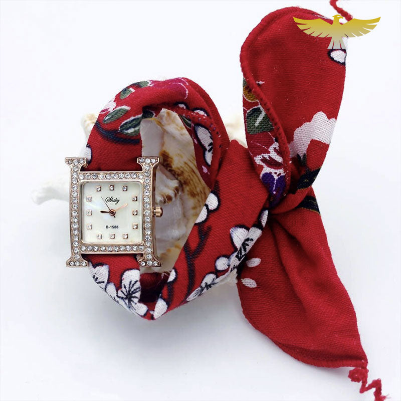 Montre foulard original pour femme Rouge