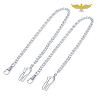 2 Chaines argent glissière de ceinture montre a gousset