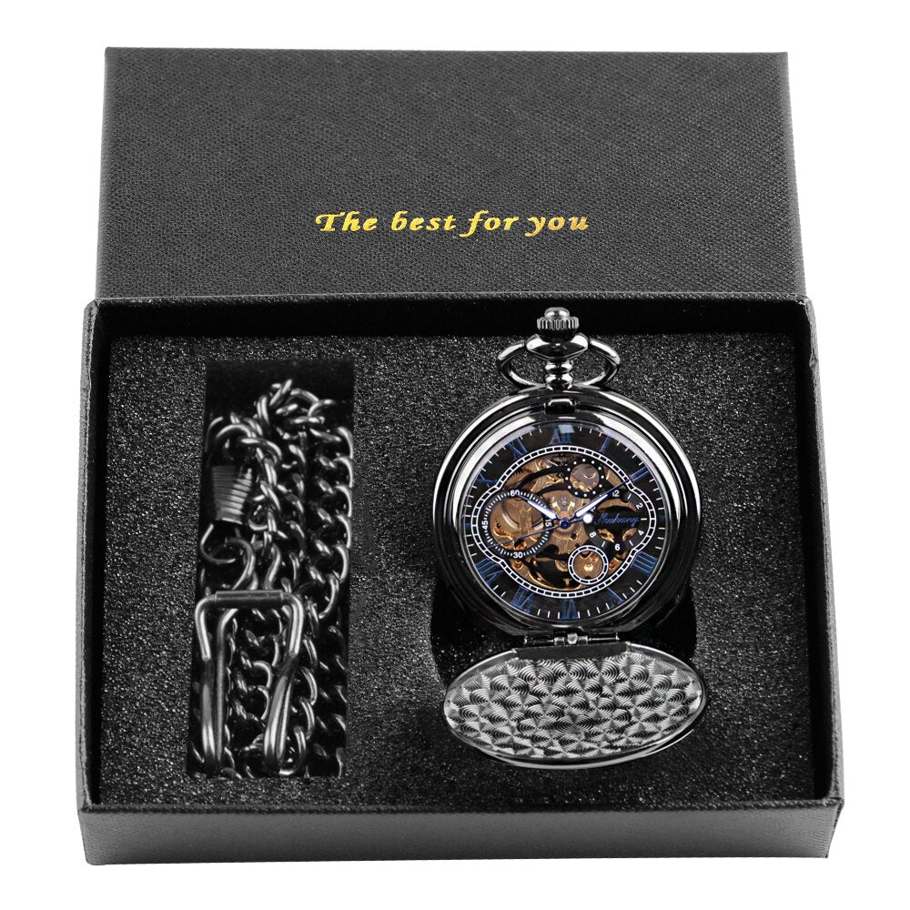 Montre de poche noire mécanique Black Mirror