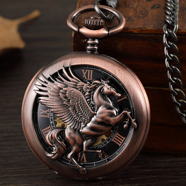 Montre gousset steampunk cheval ailé