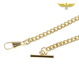 Chaine Albert-T 65cm pour montre à gousset - montre-de-poche-gousset - argent, bronze, chaine acier, chaîne, or, veste