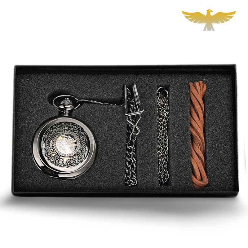 Coffret de montre à gousset mécanique argent Prestige