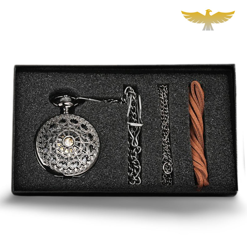 Coffret de montre à gousset mécanique argent Prestige