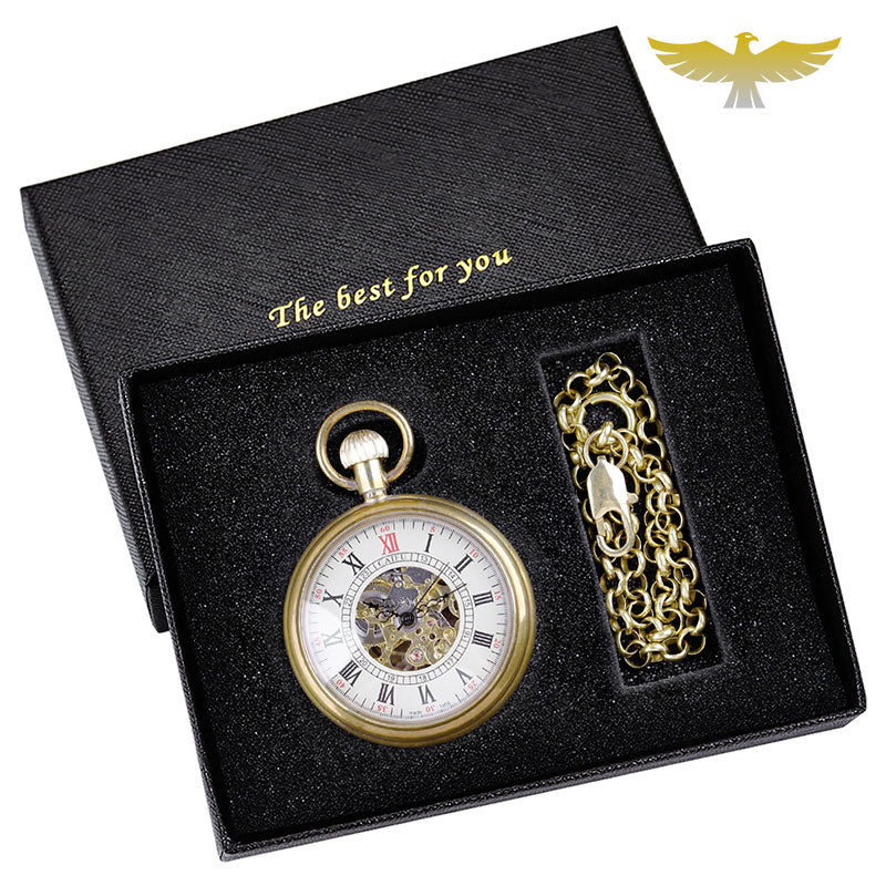 Coffret montre à gousset automatique - montre-de-poche-gousset - automatique, bronze, cadran-ouvert, coffret, mecanique, montre gousset, open-face, Papa, sélection, vintage