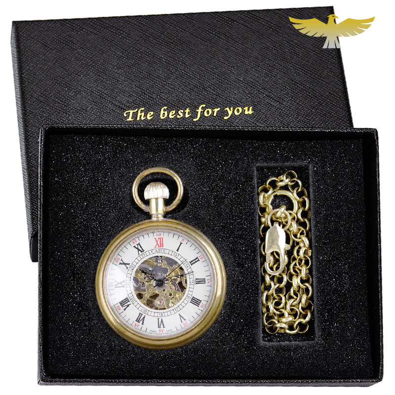 Coffret montre à gousset automatique - montre-de-poche-gousset - automatique, bronze, cadran-ouvert, coffret, mecanique, montre gousset, open-face, Papa, sélection, vintage