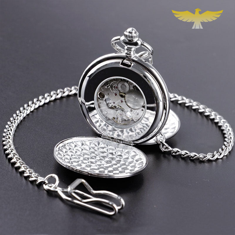 Coffret montre à gousset mécanique argent double chasseur - montre-de-poche-gousset - argent, coffret, double chasseur, double-hunter, luxe, mecanique, montre gousset, Papa, sélection