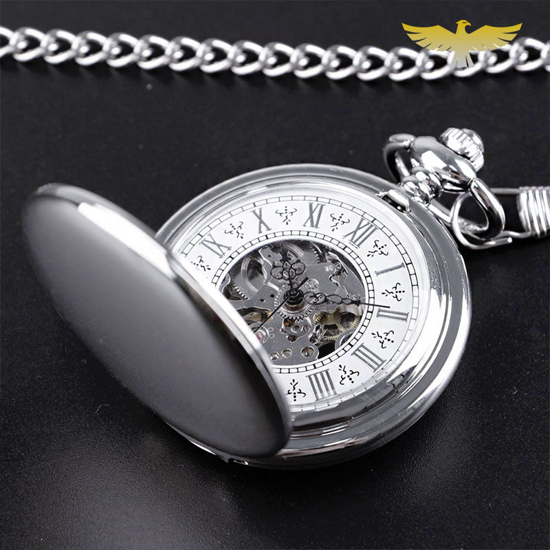 Coffret montre à gousset mécanique argent double chasseur - montre-de-poche-gousset - argent, coffret, double chasseur, double-hunter, luxe, mecanique, montre gousset, Papa, sélection