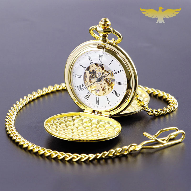 Coffret montre à gousset or mécanique double chasseur - montre-de-poche-gousset - coffret, double chasseur, double-hunter, luxe, montre gousset, mécanique, or, sélection