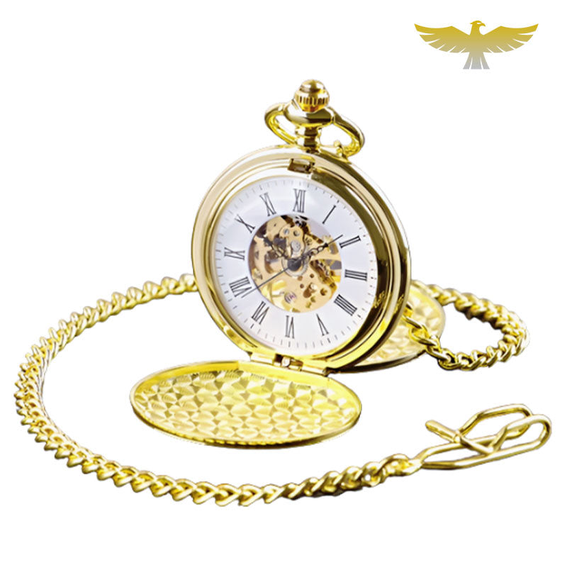 Coffret montre à gousset or mécanique double chasseur - montre-de-poche-gousset - coffret, double chasseur, double-hunter, luxe, montre gousset, mécanique, or, sélection