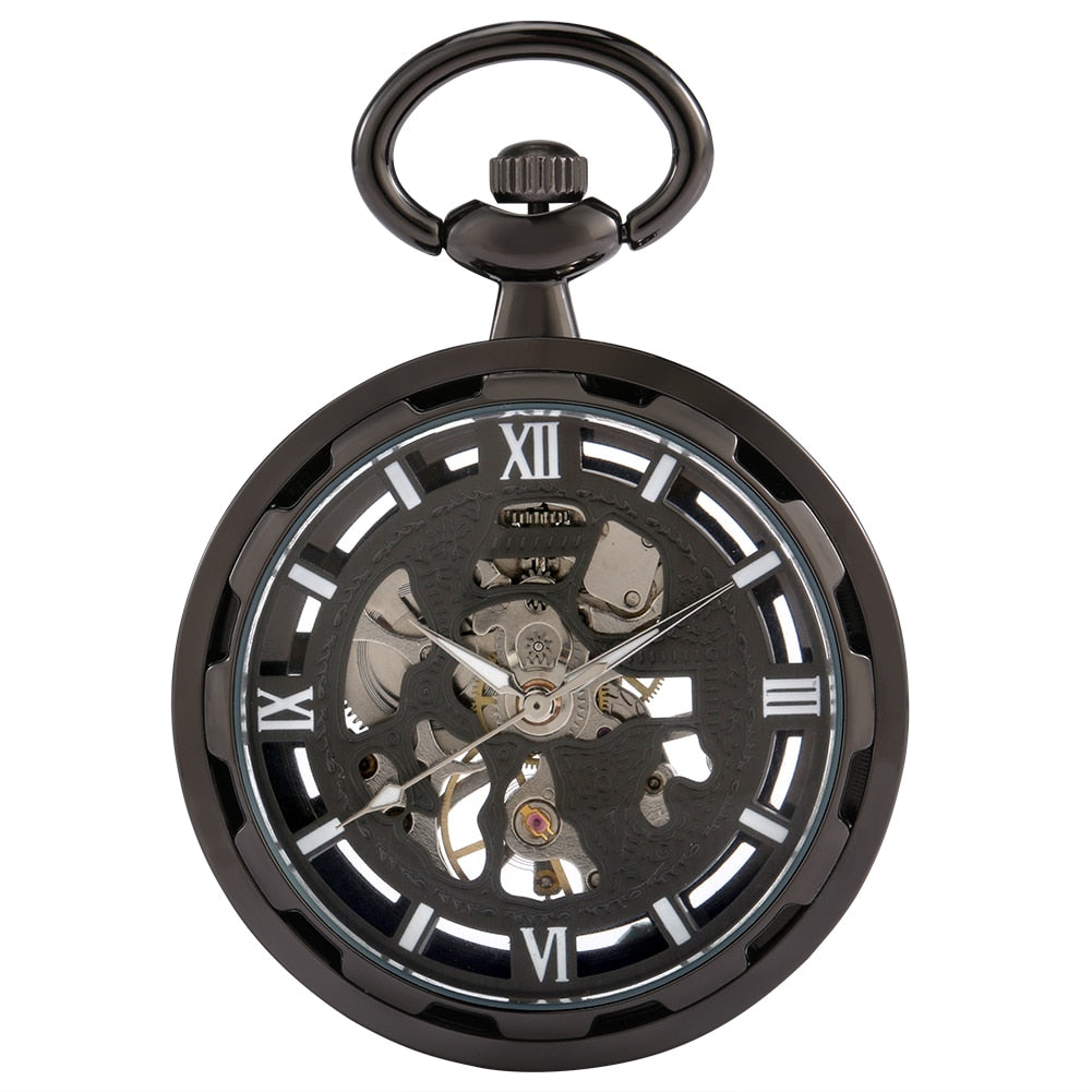 Montre à gousset squelette mécanique homme