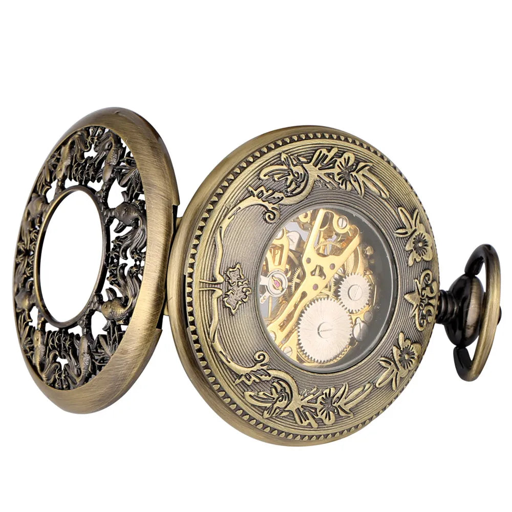 Montre gousset mécanique bronze Fishing hollow