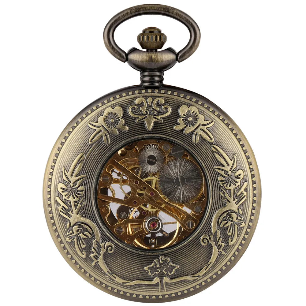 Montre gousset mécanique bronze Fishing hollow