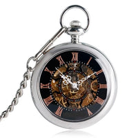 Montre de poche argent mécanique romain