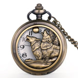 Montre de poche à quartz loups