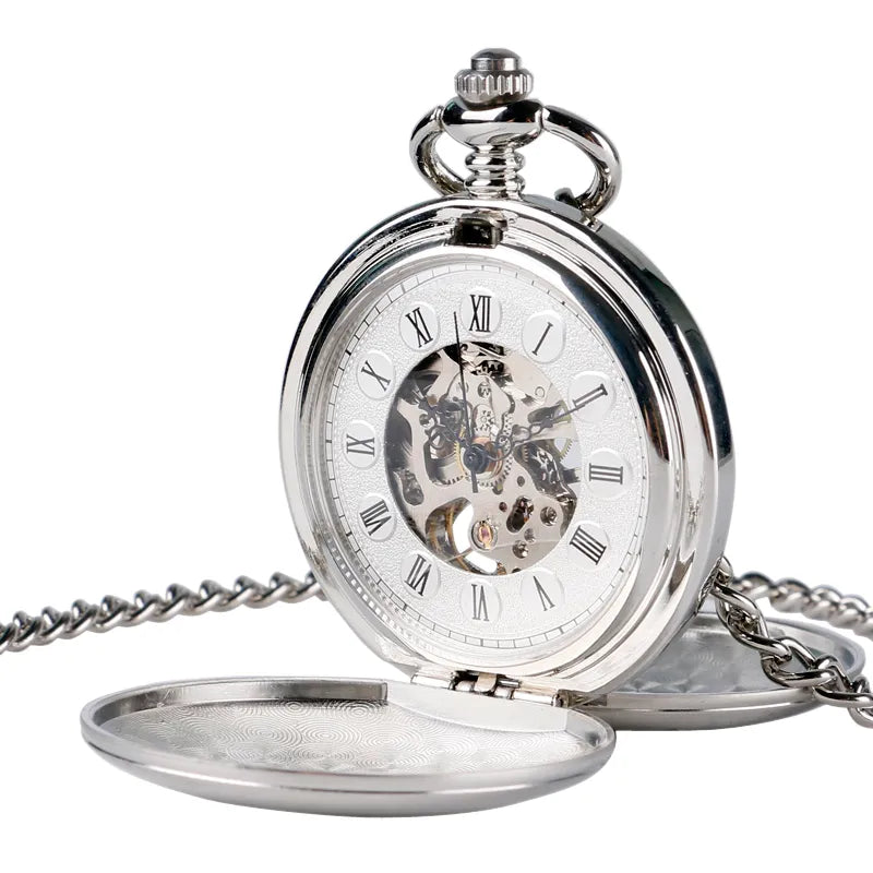 Montre De Gousset Vintage PAX – Boîtier Et Chaîne En Argent – Magnifique Pièce D'occasion Pour Collectionneurs