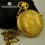 Montre Gousset Mécanique Cuivre Vintage Gravure Florale - montre-de-poche-gousset