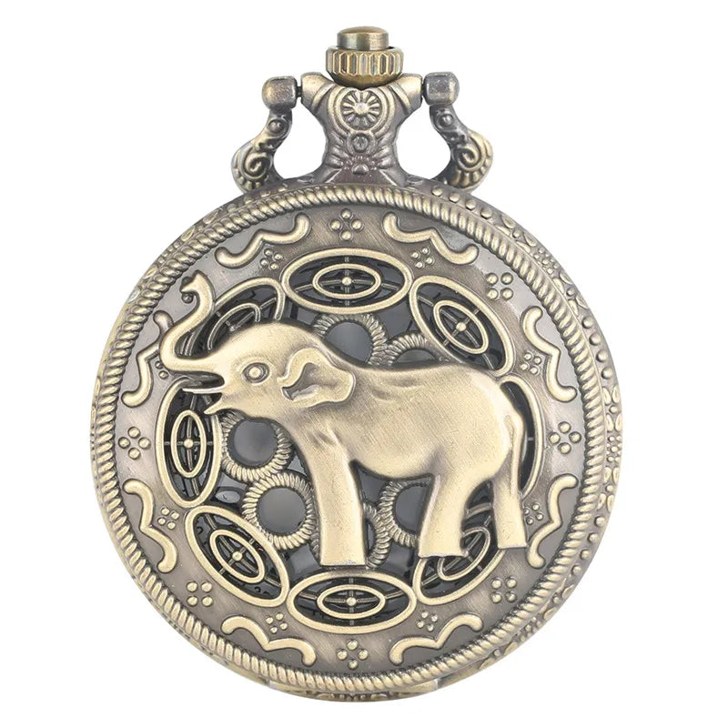 Montre collier éléphanteau bronze à quartz