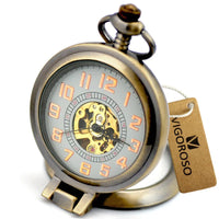 Montre Gousset Mécanique Squelette Steampunk Chiffres Arabes