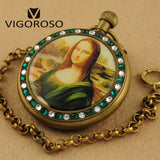 Montre Gousset Mécanique Vintage Cuivre Diamants Émeraude - montre-de-poche-gousset