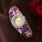 Montre bracelet fleur et diamant Violet