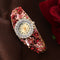 Montre bracelet fleur et diamant Rouge