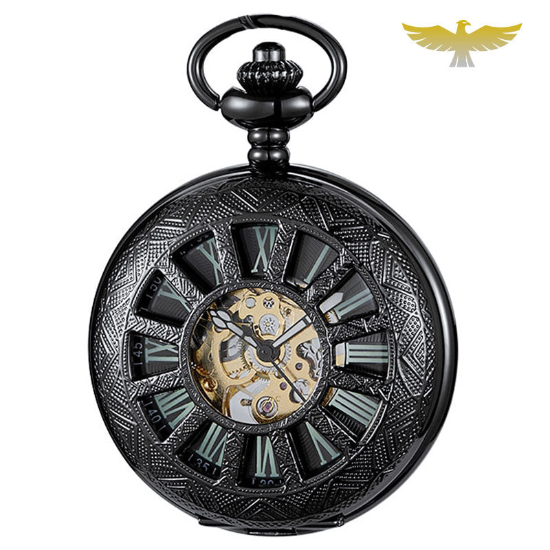 Montre de poche steampunk quartz noire