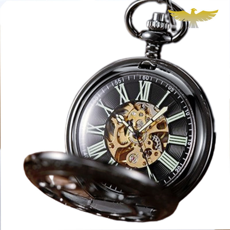 Montre de poche steampunk quartz noire