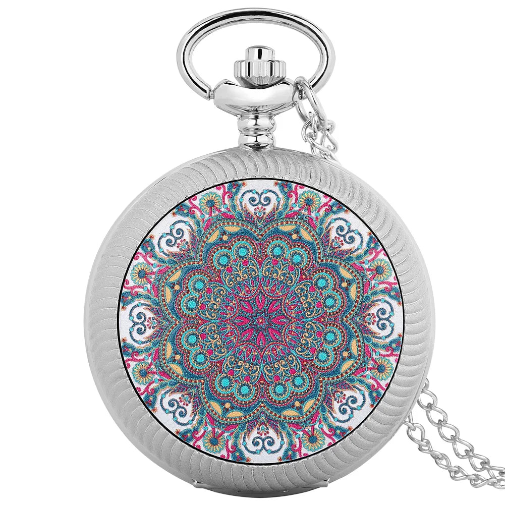 Montre Collier à Fleurs Roses et Or