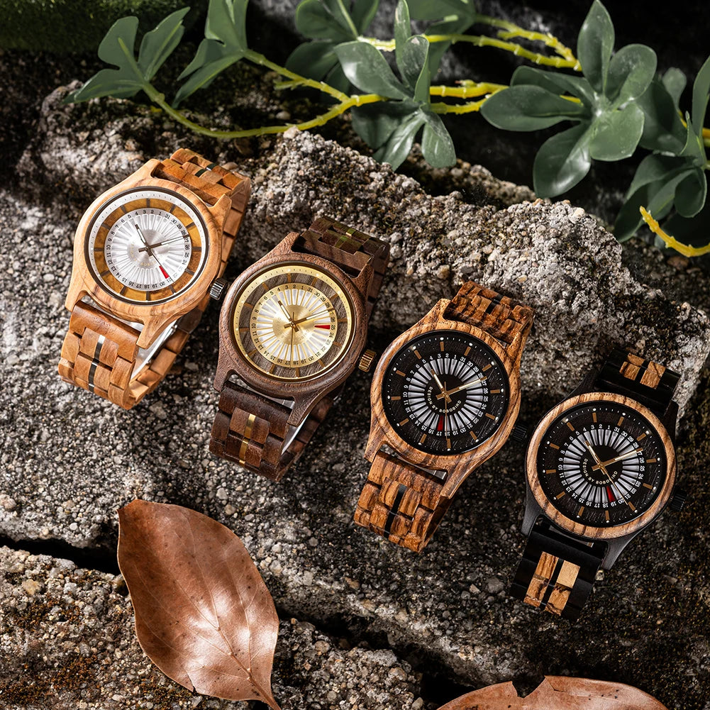 Montres en bois pour hommes à quartz Chronographe - montre-de-poche-gousset