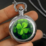 Montre collier quartz Trèfle porte bonheur - montre-de-poche-gousset