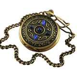 Montre Gousset Mécanique Vintage Chasseur Pierres Bleus - montre-de-poche-gousset