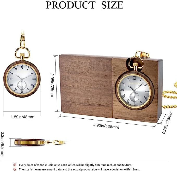 Montre à gousset personnalisée en bois avec support gravure