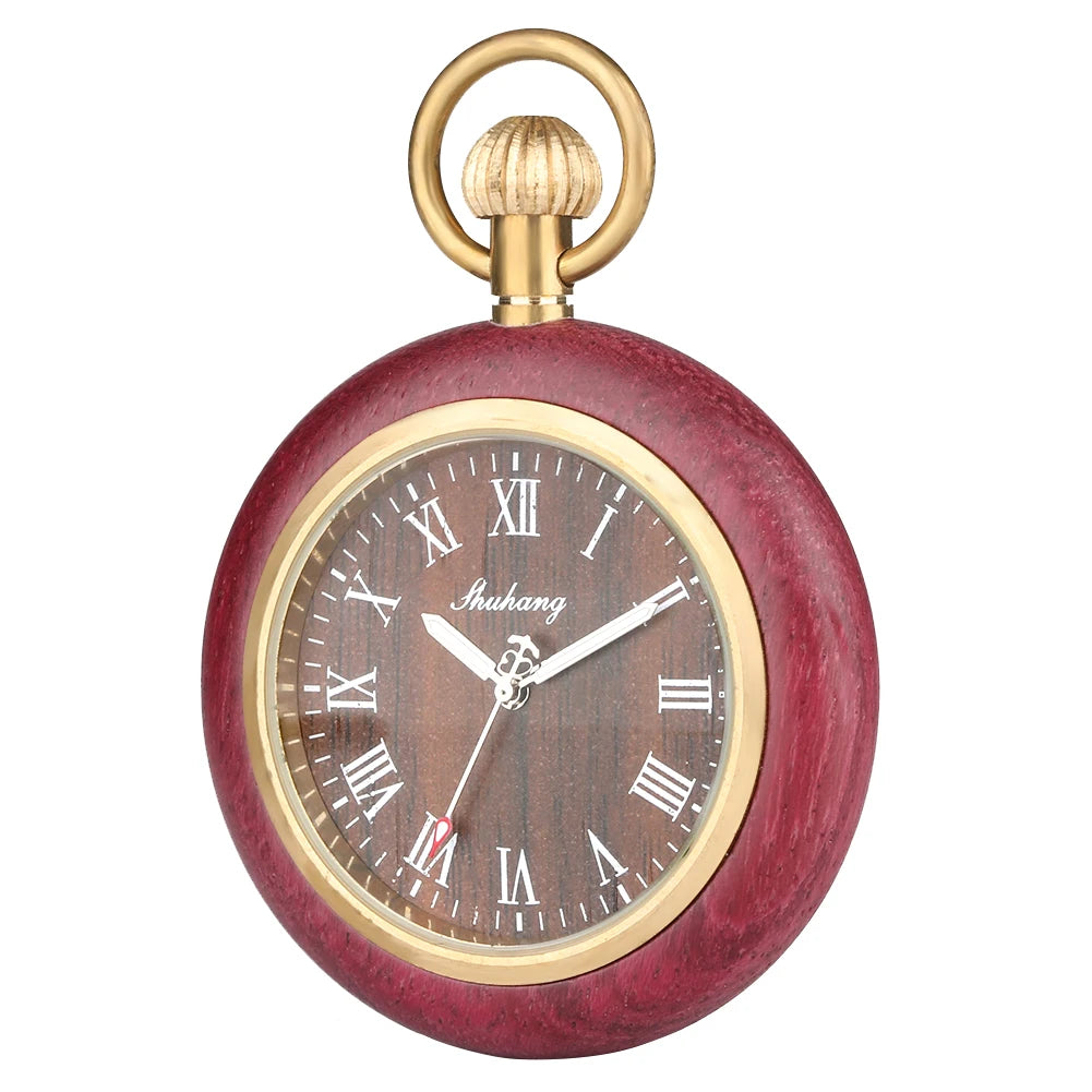 Montre à gousset en bois vintage à quartz