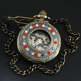 Montre Gousset Squelette Parée de Diamants Scintillants - montre-de-poche-gousset