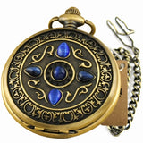 Montre Gousset Mécanique Vintage Chasseur Pierres Bleus - montre-de-poche-gousset