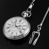 Coffret montre à gousset mécanique automatique argent cadran ouvert