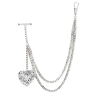 Chaîne Albert Victorienne Cœur Ajouré Acier Inoxydable Poli