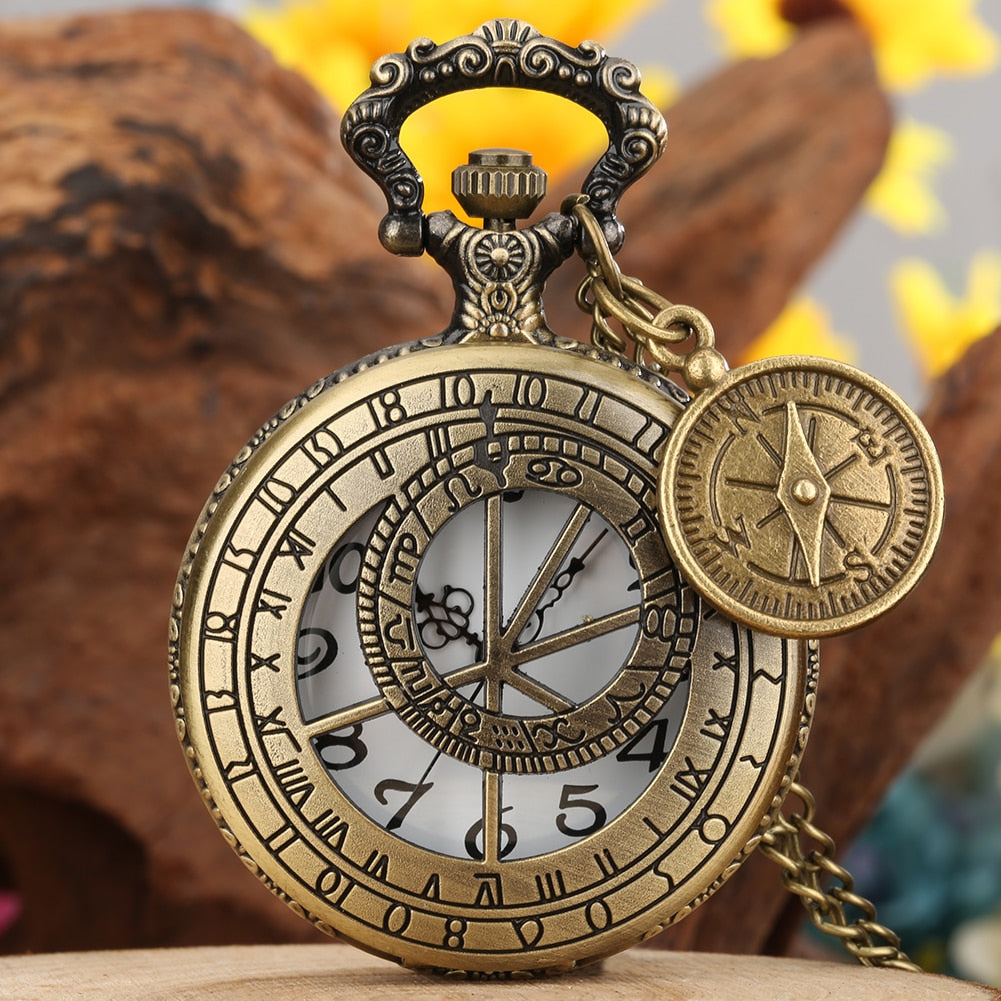Montre Collier Quartz Demi-Chasseur Bronze Style Vintage | Garantie 2 ans