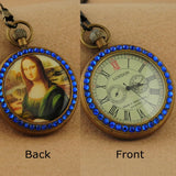 Montre Gousset Mécanique Vintage Cuivre Diamants Bleus - montre-de-poche-gousset