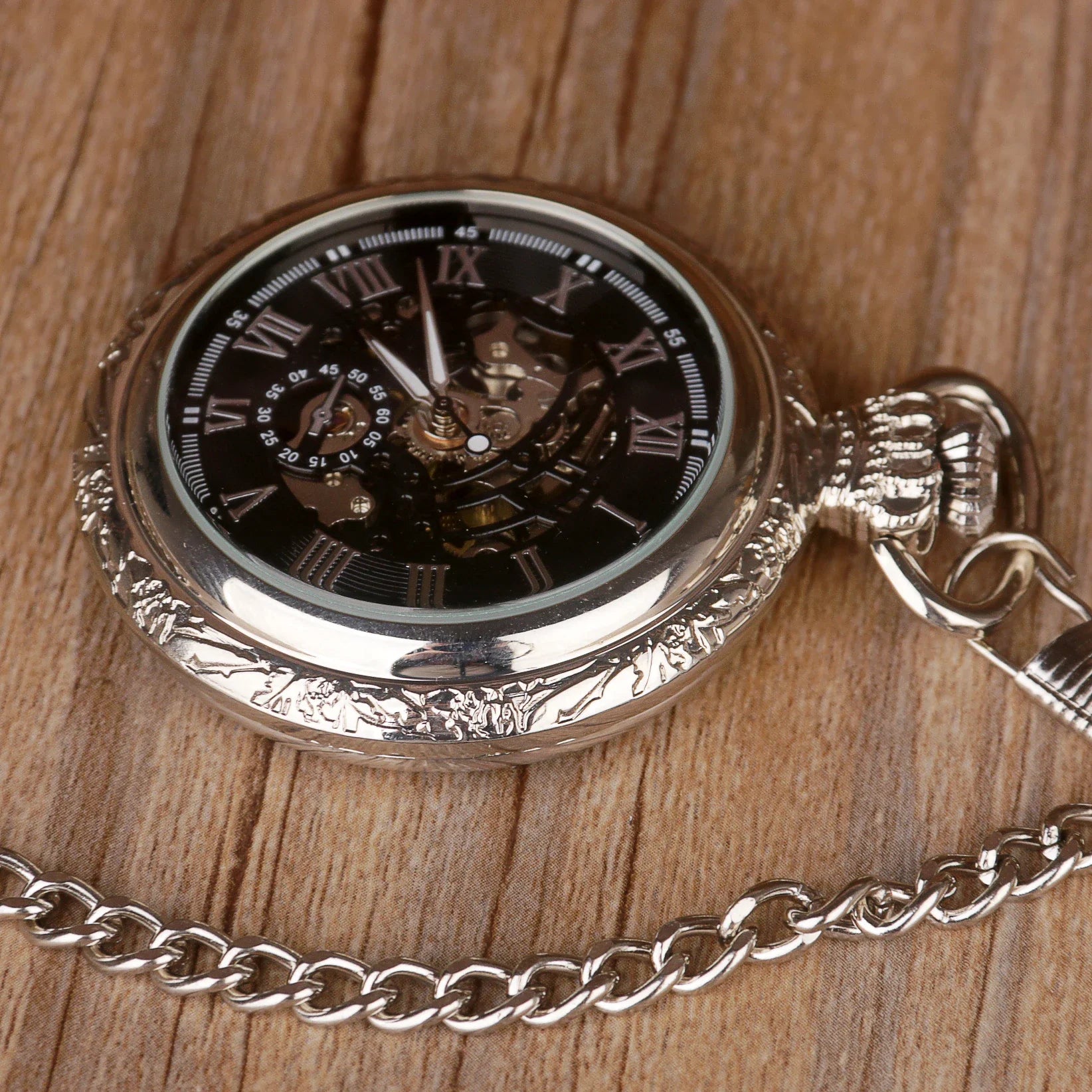 Montre gousset mécanique chronophage bronze - montre-de-poche-gousset