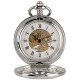 Montre à gousset mécanique Silver Hollow Skeleton