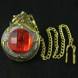 Montre Gousset Mécanique Steampunk Dragon 3D Dorée - montre-de-poche-gousset