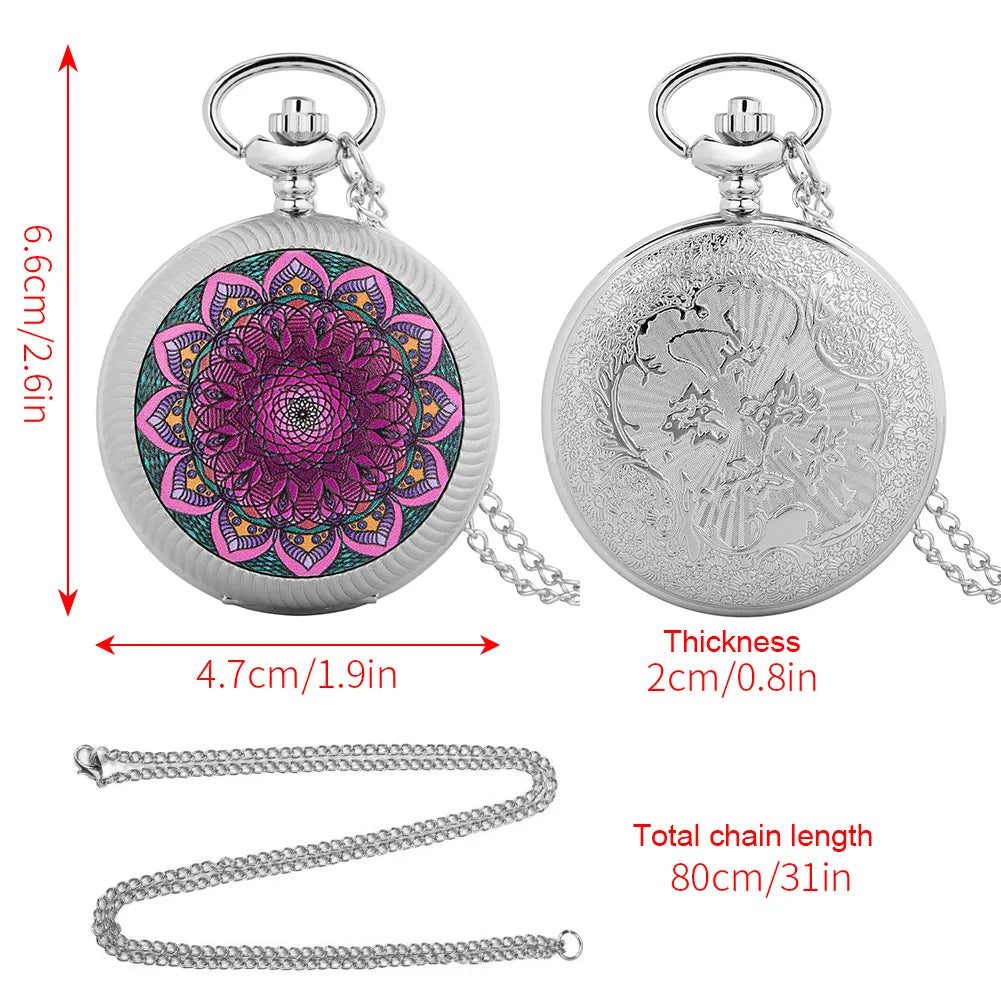 Montre Collier à Fleurs Roses et Or