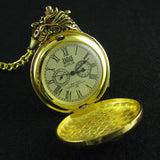 Montre Gousset Mécanique Steampunk Dragon 3D Dorée - montre-de-poche-gousset