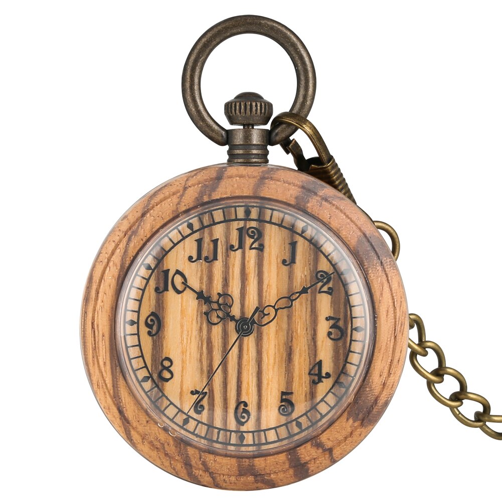 Montre à gousset en bois vintage à quartz