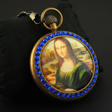 Montre Gousset Mécanique Vintage Cuivre Diamants Bleus - montre-de-poche-gousset